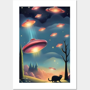 Cat UFOs Posters and Art